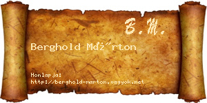 Berghold Márton névjegykártya