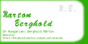 marton berghold business card